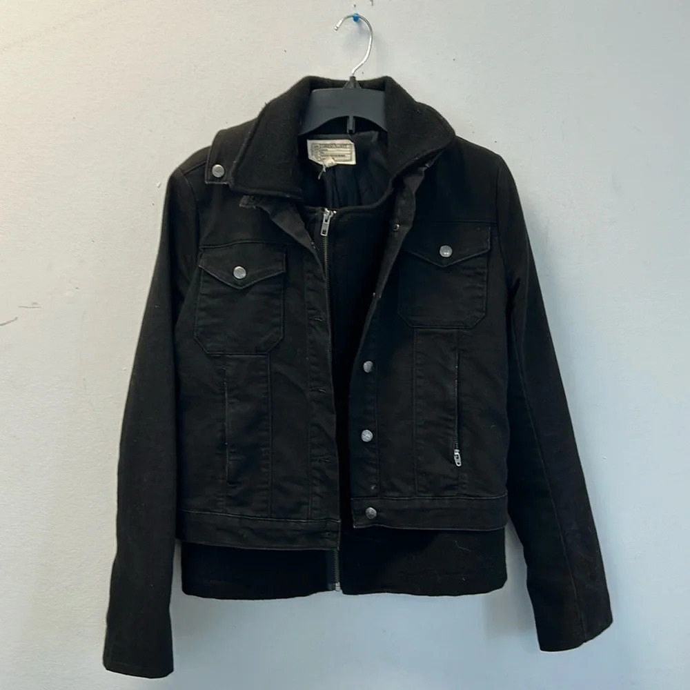 Current/Elliott The Studio Denim & Wool Jacket Coat Travertine 2 - Picture 3 of 7